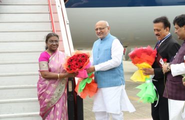 President of India Droupadi Murmu arrives at the Nanded airport