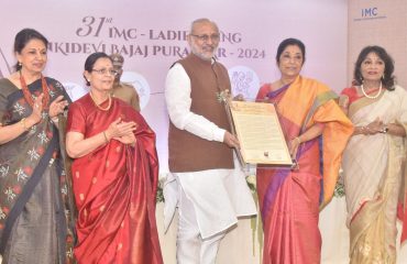 07.01.2025:Governor presents  IMC Ladies Wing Janki Devi Bajaj Award to Veena Upadhyaya