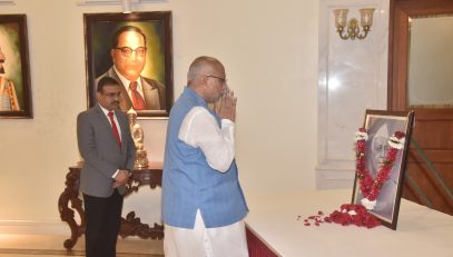 12.03.2025:  Maharashtra Governor C. P. Radhakrishnan offered floral tributes to the portrait of former Deputy Prime Minister of India and Maharashtra's first Chief Minister Yashwantrao Chavan on the occasion of the 112th Birth Anniversary of late Shri Chavan at Raj Bhavan Mumbai. Officers and staff of Raj Bhavan were present.