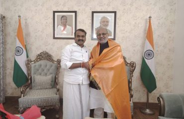 16.04.2025: Union Minister of State for Information & Broadcasting; and Parliamentary Affairs Dr. L. Murugan meets Governor