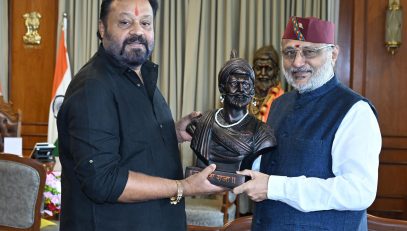 24.06.2025: Union Minister of State for Tourism,  Petroleum and Natural Gas Suresh Gopi called on the Governor of Maharashtra C. P. Radhakrishnan at Raj Bhavan, Mumbai. This was a courtesy call.