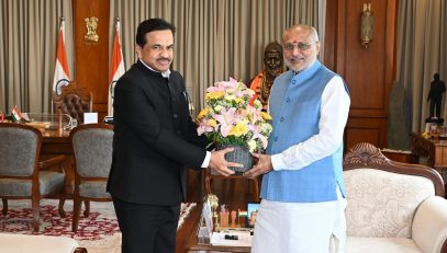 The newly appointed State Chief Secretary Rajesh Kumar meets Governor