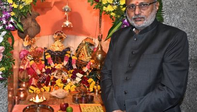 15.07.2025: Governor performe arti at the historic Sri Gundi Devi Mandir in the Raj Bhavan complex on the occasion of the Annual Jatra of the Goddess