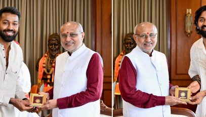 20.07.2025: भारतीय क्रिकेट संघातील अष्टपैलू खेळाडू हार्दिक पंड्या व कृणाल पंड्या यांनी आज महाराष्ट्राचे राज्यपाल सी. पी. राधाकृष्णन यांची राजभवन, मुंबई येथे सदिच्छा भेट घेतली.