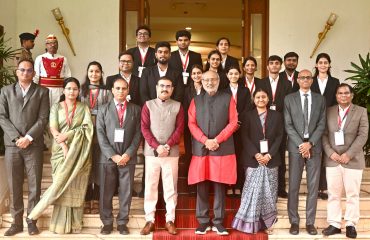A group of law students from Colleges and Universities participating in the Legislative Internship Programme meets Governor