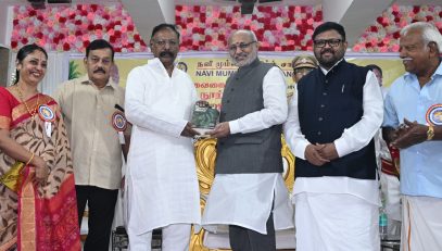 03.08.2025: Maharashtra Governor C P Radhakrishnan released the book 'Oru Nootrandhin Thavam' by former Tamil Nadu Minister Dr Vaigai Chelvan at a programme organised by the Navi Mumbai Tamil Sangam in Navi Mumbai. The book is a compilation of the articles by Dr Vaigai Chelvan published in Dinamani and his talks on All India Radio Madurai. Dinamani editor K Vaidyanathan, Secretary of Delhi Tamil Sangam Mukunthan, Chairman of Navi Mumbai Tamil Sangam E Ehambaram, Meenakshi Venkatesh and representatives of various Tamil organisations were present.