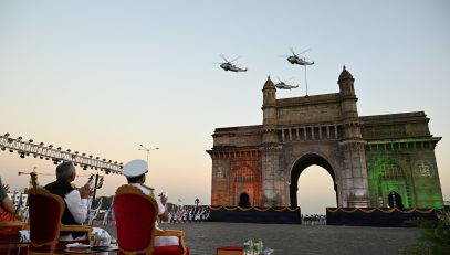 10.12.2025 : Governor Acharya Devvrat attends Beating Retreat Ceremony on Navy Day
