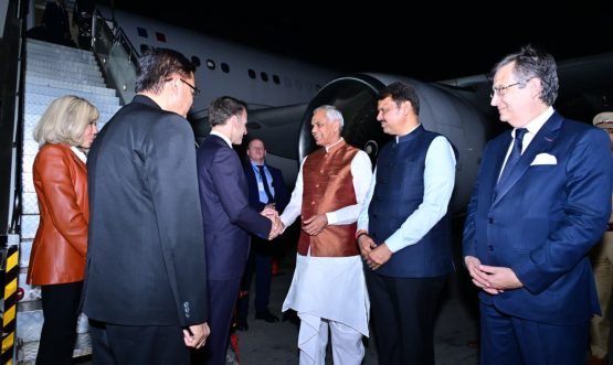 17.02.2026: President of the French Republic Emmanuel Macron arrived in Mumbai  for an important meeting with Prime Minister Narendra Modi. President Macron and the First Lady Brigitte were received at the Chhatrapati Shivaji Maharaj International Airport Mumbai by State Governor Acharya Devvrat and Chief Minister Devendra Fadnavis. Deputy Chief Minister Eknath Shinde, Deputy Chief Minister Sunetra Pawar, Minister of Protocol Jaykumar Rawal, and senior officials were also present to welcome the French President.