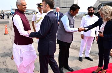 18.02.2026: President of the Republic of France Emmanuel Macron accompanied by his wife Briggit left Mumbai after a day full of engagements including bilateral meetings with Prime Minister Narendra Modi. The French President and the First Lady were seen off by Maharashtra Governor Acharya Devvrat, Chief Minister Devendra Fadnavis and Deputy Chief Minister Eknath Shinde.