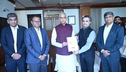 18.02.2026: The Sixth Maharashtra State Finance Commission led by former Chief Secretary Dr Nitin Kareer presented the report of the Commission to State Governor Acharya Devvrat at Maharashtra Lok Bhavan Mumbai. Members of the Commission Dr K H Govinda Raj, Eknath Dawale, Prof S Chandrasekhar and Member Secretary Shanmugarajan S. were present.