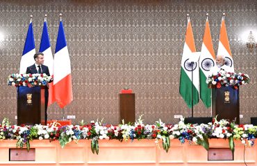 17.02.2026:  Glimpses of the media interaction of Mr Emmanuel Macron, H.E. President of the Republic of France and Shri Narendra Modi, Hon'ble Prime Minister of India held at Maharashtra Lok Bhavan Mumbai. Minister of Foreign Affairs S Jaishankar, National Security Advisor Ajit Doval, Minister of the Economy, Finance, and Industrial, Energy, and Digital Sovereignty of France Roland Lescure were among those present.