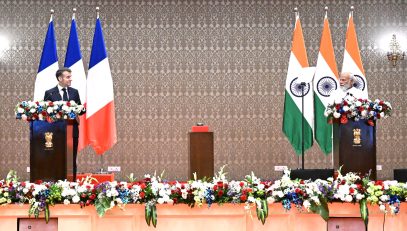 17.02.2026:  Glimpses of the media interaction of Mr Emmanuel Macron, H.E. President of the Republic of France and Shri Narendra Modi, Hon'ble Prime Minister of India held at Maharashtra Lok Bhavan Mumbai. Minister of Foreign Affairs S Jaishankar, National Security Advisor Ajit Doval, Minister of the Economy, Finance, and Industrial, Energy, and Digital Sovereignty of France Roland Lescure were among those present.