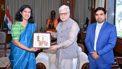 Collector of Mumbai City Anchal Goyal and Collector of Mumbai Suburban District Saurabh Katiyar meet Governor