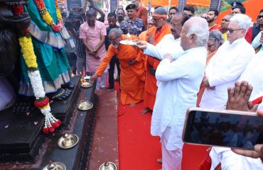 21.04.2026: The Prana Pratishtha and Kumbha Abhishekam ceremony of the Maa Chinmayi Soundarya Temple was held in Mohanpur, coinciding with Adi Shankaracharya Jayanti.The Sarsanghchalak of RSS Dr Mohan Bhagwat, Maharashtra Governor Jishnu Dev Varma, Tripura Governor Indra Sena Reddy Nallu and Tripura Chief Minister Dr Manik Saha were among those present. Priests from Nepal conducted the rituals.