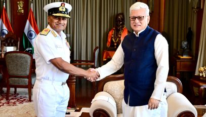28.05.2026: Vice Admiral Krishna Swaminathan, PVSM, AVSM, VSM, Flag Officer Commanding-in-Chief of the Western Naval Command, who has been appointed as the next Chief of the Naval Staff, paid a farewell call on the Governor of Maharashtra Jishnu Dev Varma at Maharashtra Lok Bhavan, Mumbai. The Governor congratulated Admiral Swaminathan on his appointment and conveyed his best wishes for a successful and distinguished tenure as the Chief of the Naval Staff.