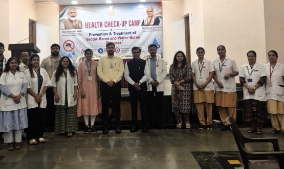 23.07.2026: A one‑day health check-up and awareness camp on 'Prevention and Treatment of Vector‑borne and Water‑borne Diseases' was conducted at the instance of Maharashtra Governor Jishnu Dev Varma at Lok Bhavan, Mumbai.   Medical officers and staff from the Public Health Department of the Brihanmumbai Municipal Corporation (BMC) provided guidance to the staff and officers of Lok Bhavan and their family members on the preventive measures and treatment related to vector‑borne and water‑borne diseases.   A total of 110 employees underwent health check‑ups, including malaria testing. Public Health Department staff also visited employees’ residences and conducted malaria blood tests for their family members.  Medicines related to these diseases were dispensed by the Lok Bhavan dispensary staff during the camp. Comptroller of the Governor’s Household  Dr. Nishikant Deshpande felicitated the participating medical officers and staff. Physician at Lok Bhavan Dr. Vikramjit Padole thanked the medical officers and staff for their support in the successful organization of the camp.