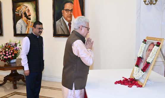 01.08.2026 : Maharashtra Governor Jishnu Dev Varma offered floral tributes to the portrait of Lokshahir Sahitya Ratna Annabhau Sathe on the occasion of the birth anniversary of Annabhau Sathe at Lok Bhavan, Mumbai.  Secretary to the Governor Dr. Prashant Narnaware, Comptroller of the Governor's Households Dr Nishikant Deshpande, officers and staff of Lok Bhavan and State police were present.