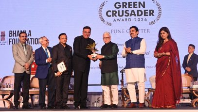 30.08.2026:-  Maharashtra Governor Jishnu Dev Varma presented the Green Crusaders and Achievers Awards to eminent personalities from various walks of life at a programme in Pune. The Awards presentation programme was organised by the Bhamla Foundation and Panchshil Foundation.  Chairman of Maharashtra Legislative Council Ram Shinde, Minister of Environment, Animal Husbandry and Dairy Development Pankaja Munde, Managing Director of Godrej Industries Nadir Godrej, Chairman of Bhamla Foundation Asif Bhamla and Secretary to the Governor Dr Prashant Narnaware were among those present.  Those felicitated included industrialist Nadir Godrej, Pune Municipal Commissioner Naval Kishore, Pune Collector Jitendra Dudi, Ganesh Bidkar, film star Jackie Shroff, President of Lexicon Group Pankaj Sharma, Kanika Kapoor, Additional DGP Yashasvi Yadav, Pawandeep Rajan, filmstar Boman Irani, Shaan, Rakesh Bedi and Rahul Bose.