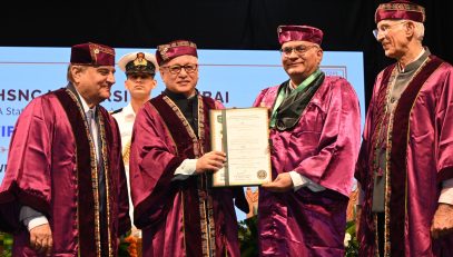 02.09.2026: Maharashtra Governor and Chancellor of state universities Jishnu Dev Varma presided over the 5th Convocation of the HSNC University at the University's Auditorium at Worli Mumbai. The Governor awarded Undergraduate and Postgraduate degrees and presented Gold Medals to 45 graduating students. Provost of HSNC University Anil Harish, Chairman of HSNC Board Dr Niranjan Hiranandani, Trustee Maya Shahani, Vice Chancellor of HSNC University Dr Hemlata Bagla, Registrar Dr Bhagwan Balani, Director Board of Examination Dr Jayesh Joglekar and graduating students were present.