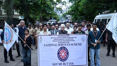 11.09.2026: As the part of the TB Mukt Mumbai Campaign initiated by the Governor of Maharashtra Jishnu Dev Varma, a community awareness walk of students of the Anna Leela College of Commerce was organised at Bunts Sangha Sabhagriha, Mumbai. The Governor led the rally from the front and administered the TB Free pledge to the students.The Governor also launches TB mukt Bharat Portal on this occasion. Secretary to the Governor Dr. Prashant Narnaware, Vice Chancellor of University of Mumbai Prof. Ravindra Kulkarni, Pro Vice Chancellor of University of Mumbai Principal Ajay Bhamre, Vice President of Bunts Sangha Higher Education Institutions CA Vishwanath Shetty, In-Charge Principal of Anna Leela College of Commerce Dr. Hiren Dand and students were took part in this drive