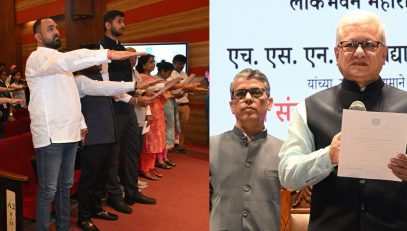 Governor administers an Nasha Mukti pledge to the students of HSNC University