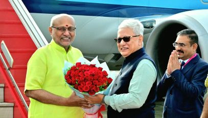 18.09.2026: Governor welcomes Vice President of India C. P. Radhakrishnan in CSMI Airport Mumbai