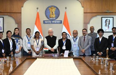 24.09.2026: Maharashtra Governor Jishnu Dev Varma today interacted with a group of 12 law student interns from across the State undergoing six weeks internship with the Law and Judiciary Department of Government of Maharashtra who called on him at Lok Bhavan, Mumbai. The Governor complimented the Government for starting such an internship programme for law students. Secretary (Legislation) Supriya Dhaware apprised the Governor about the Law and Legislation Internship of the Government.