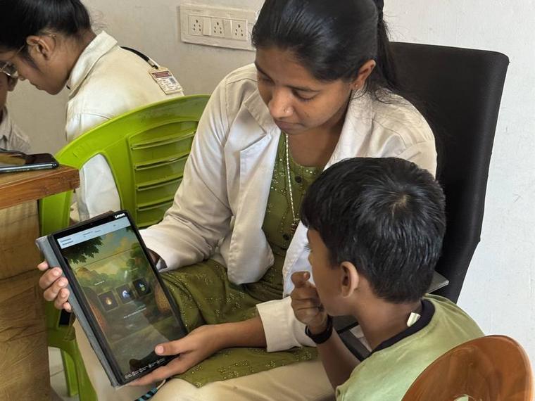 A clinician at work
