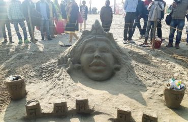 Sand art at the banks of Ganga for Namami Gange