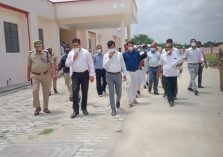 Surprise Inspection by Divisional Commissioner of the under-construction Divyangjan North Secondary School in Barhni, Pratapgarh;?>