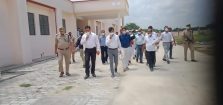 Surprise Inspection by Divisional Commissioner of the under-construction Divyangjan North Secondary School in Barhni, Pratapgarh;?>