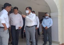 Surprise Inspection by Divisional Commissioner of the under-construction Divyangjan North Secondary School in Barhni, Pratapgarh;?>
