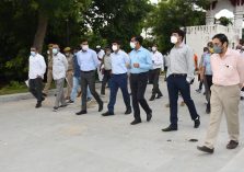 Divisional Commissioner inspected the tourist spot Triveni Pushp at Arail;?>