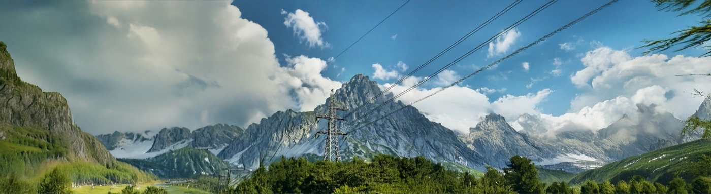 mountain with electricty supply tower’