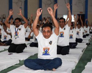 Secretary DEPWD and Employees of PDUNIPPD in Yog Session 
