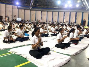 Participants doing Pranayam
