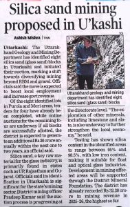 Silica sand mining proposed in uttarkashi