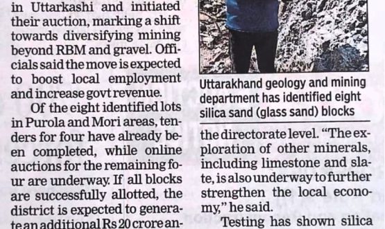 Silica sand mining proposed in uttarkashi