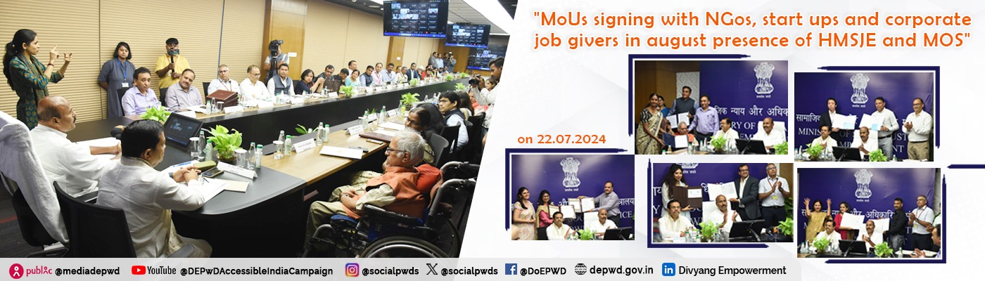 MoUs signingwith NGos, start ups and corporate job givers in august presence of HMSJE and MOS on 22.07.2024