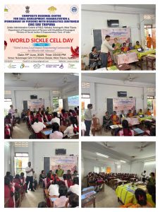 The CRC Tripura organized an awareness program at Nutan Nagar Girls Higher Secondary School, Agartala. The CRC Gorakhpur, through its Cross-Disability Early Intervention Centre (CDEIC), conducted a special seminar for children and their parents, focusing on the complexities of SCD, the importance of early diagnosis, and appropriate treatment. Additionally, CRC Nagpur conducted an online webinar to mark the occasion.