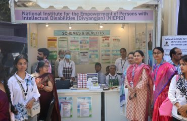 This picture is of the stall of the National Institute for Empowerment of Persons with Intellectual Disabilities at Purple Fest 2025.