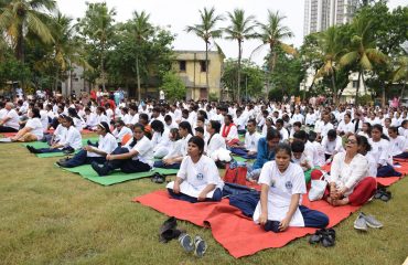 Visually impaired children are performing yoga at the National Institute located in Dehradun.