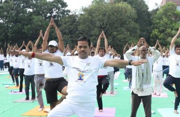 On the occasion of International Yoga Day, Hon’ble Minister of State Dr. B.L. Verma is performing yoga at the programme held at the headquarters of ALIMCO in Kanpur.