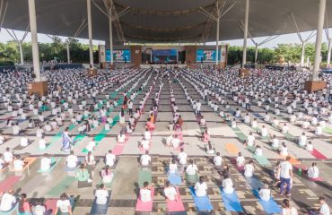 At Kanha Shanti Vanam, 3,400 Divyangjans are performing yoga asanas simultaneously.