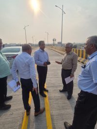 Shri. S. S. Salunkhe, Secretary (Roads), on field visit to assess ongoing work.