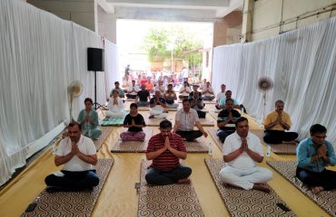 Doing Pray on yoga day