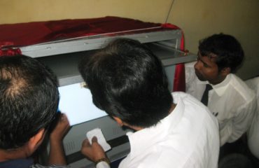 Honorable District and Sessions Judge is showing the operation of Kiosk Machine