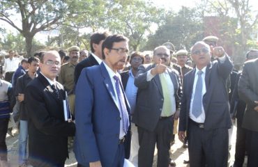 Chief Justice with other judges and officers at the viewing site of international border