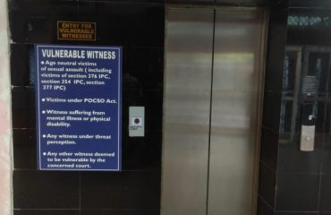 Entry to Vulnerable Witness Deposition centre by lift