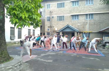 Celebrating International Yoga day at Chamba Court Complex
